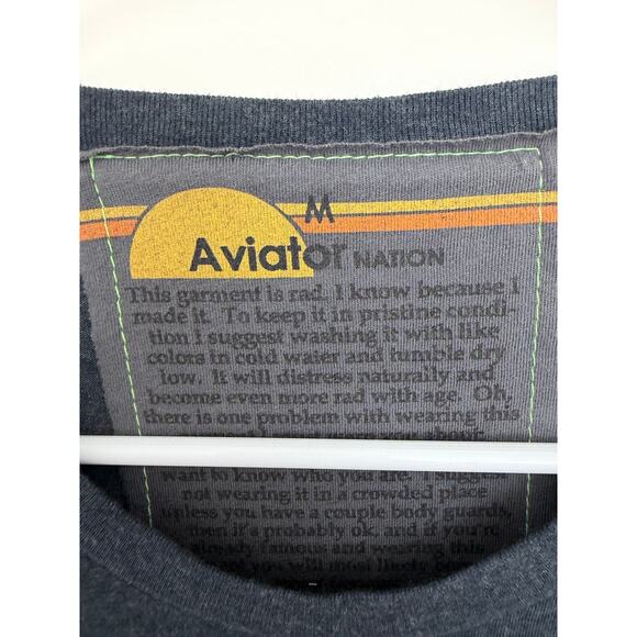Aviator Nation Pray For Snow Cotton Blend Long Sleeve Shirt Blue Medium - Picture 4 of 4
